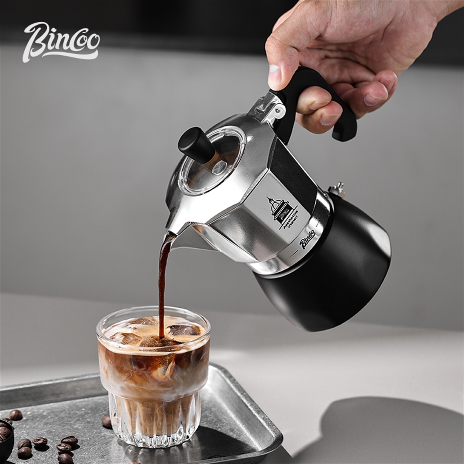 Coffee Equipment Accessories - BINCOO ダブルバルブモカポット、エスプレッソ抽出コーヒーメーカー、ポータブルホームマシンモカポット、屋外使用バリスタアクセサリー