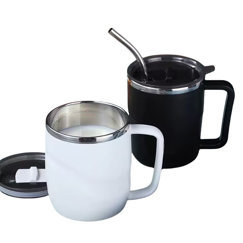 Coffee Equipment And Tools - 400ml断熱コーヒーマグ、スライド式蓋付き真空トラベルマグ、ハンドル付きキャンプ用ティーボトル、ホット＆コールドドリンク用バーツール