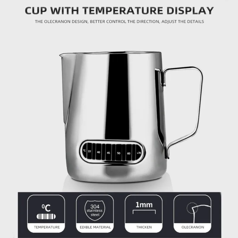 350mL ステンレス鋼ミルク泡立てピッチャー 温度表示ミル - Milk Steaming Pitcher のレビューと価格