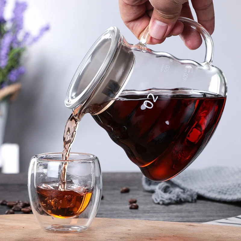 蓋付きの手作りコーヒーカラフ,透明なガラスのやかん,共有ポッ - Coffee Equipment Accessories のレビューと価格